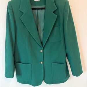 Carroll Reed 100% Wool Women’s Green Blazer/Jacket w Buttons Long Sleeve Size 8